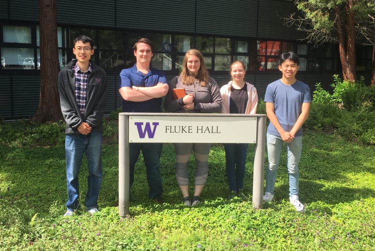 Students standing in front of Fluke Hall
