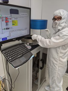 Sarice gowned in the cleanroom