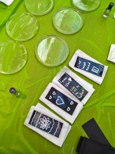 Rectangular bookmarks lay on a table