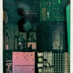 Closeup of programmable photonic integrated circuit.
