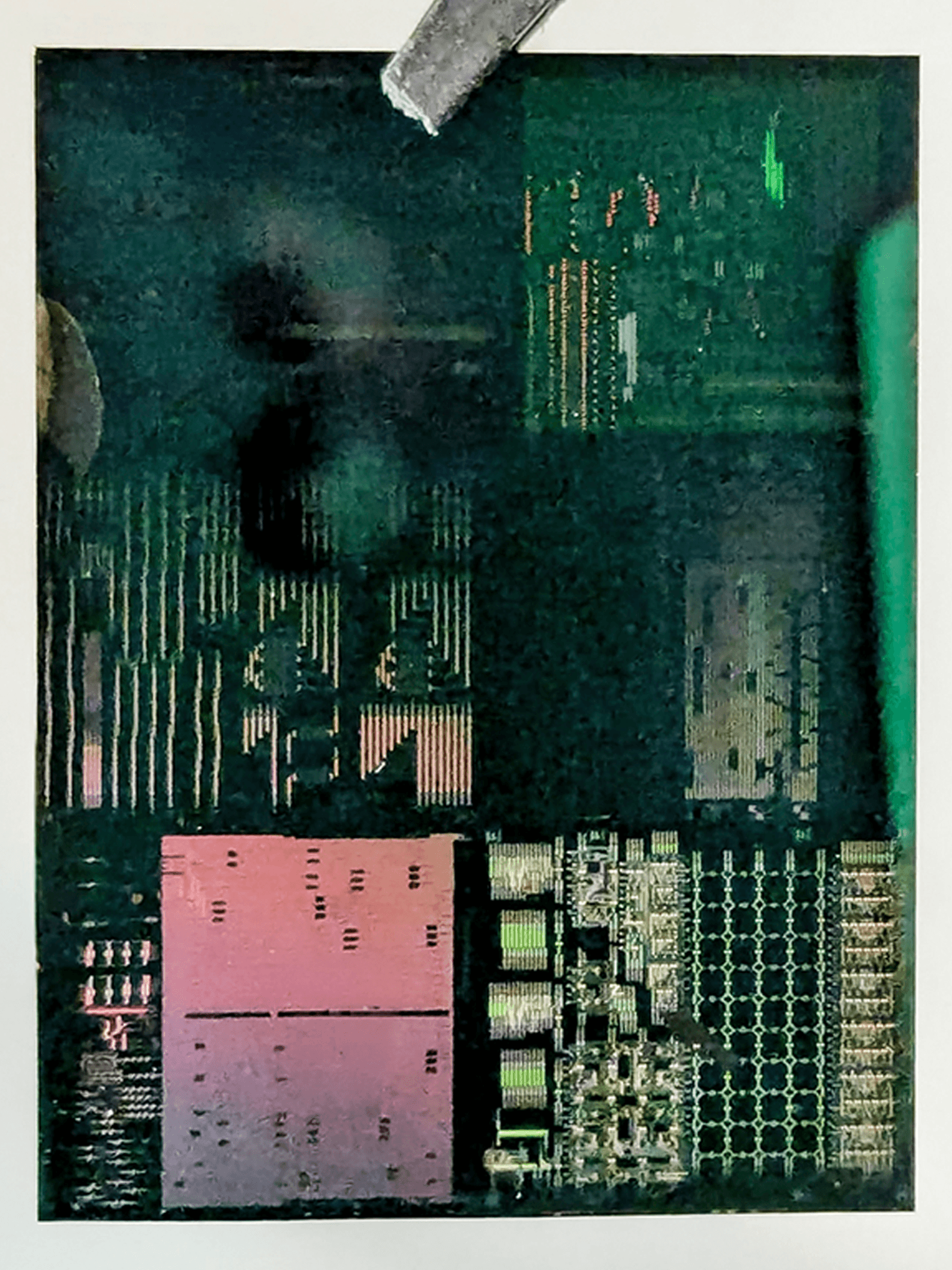 Closeup of programmable photonic integrated circuit.